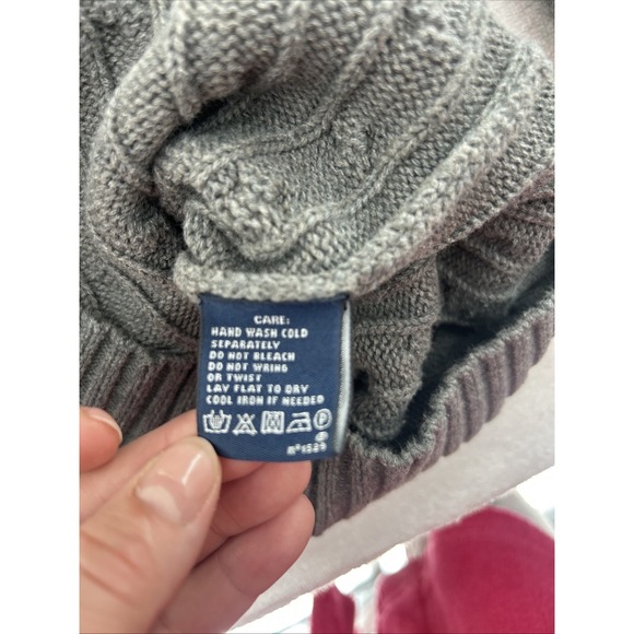 Ralph Lauren Sport Sweater  Vintage Large Women's Gray V Neck Cable Knit Preppy - Picture 7 of 7